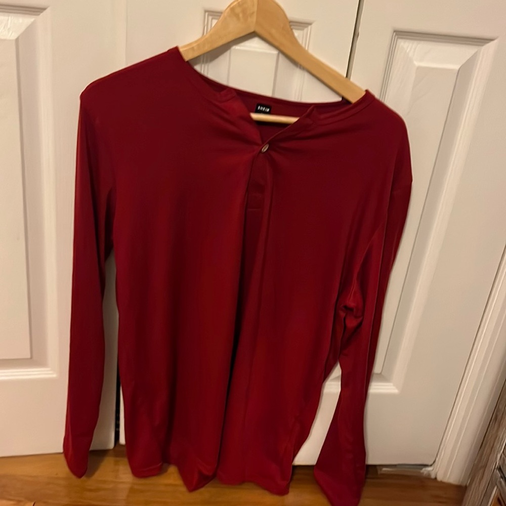 Red SHEIN long sleeve shirt with buttons